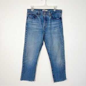 Levi’s Wedgie Straight Raw Hem Blue Jeans Button Fly Size 31